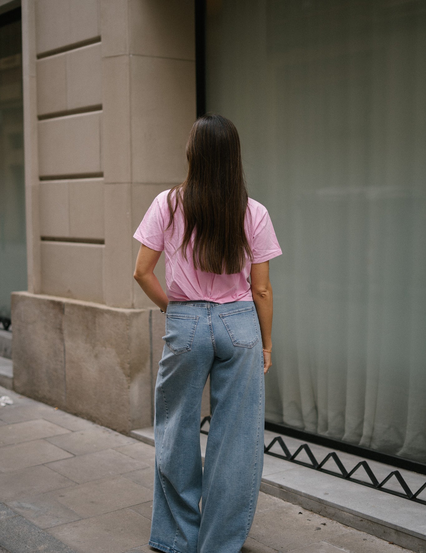 BACK RUCHED TEE - PINK