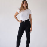 PINTUCK SKINNY HIGH RISE - BLACK