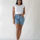 SHORTS HIGH RISE - LIGHT BLUE