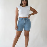 SHORTS HIGH RISE - LIGHT BLUE