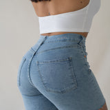 SHORTS HIGH RISE - LIGHT BLUE