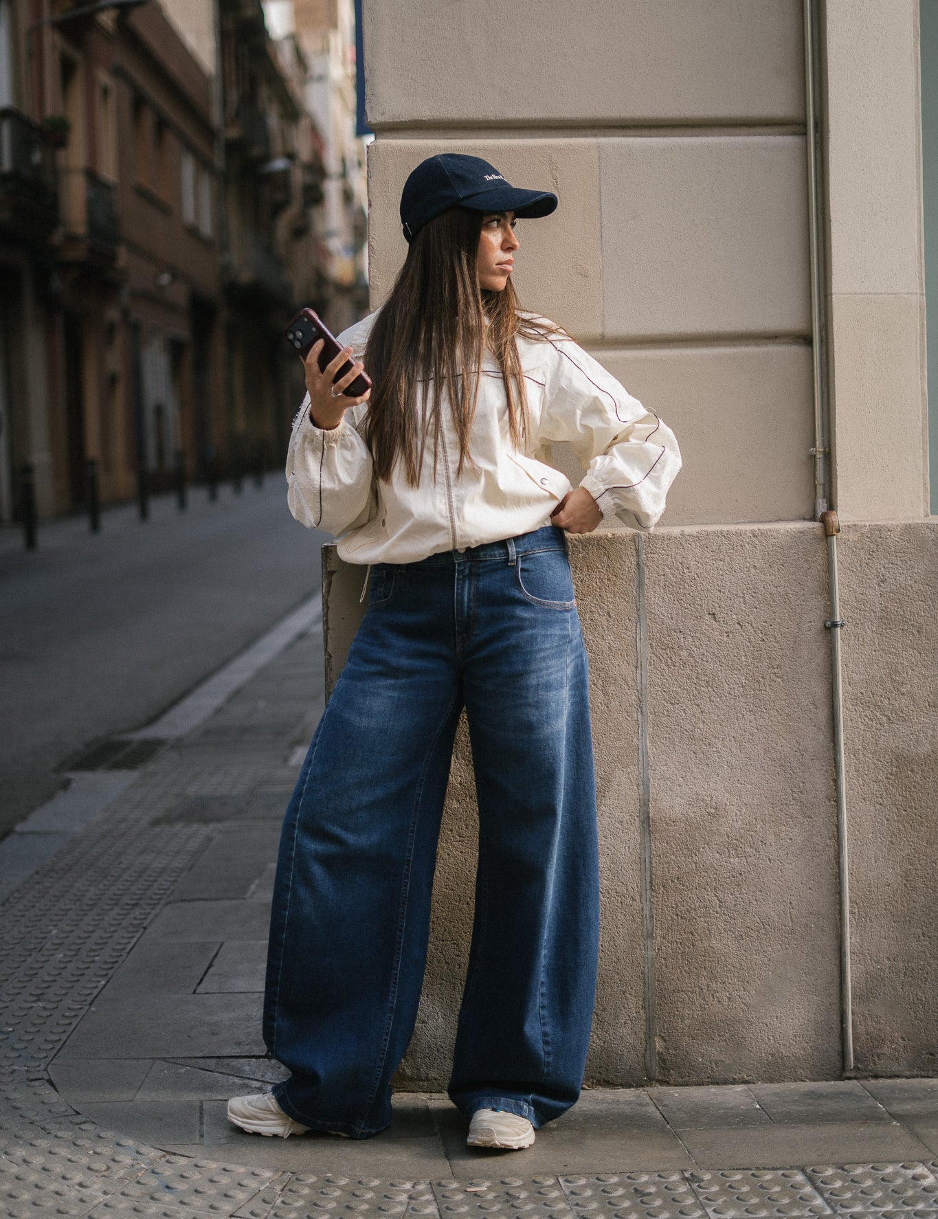 BAGGY BARREL MID RISE - DARK BLUE