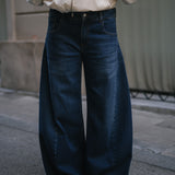 BAGGY BARREL MID RISE - DARK BLUE