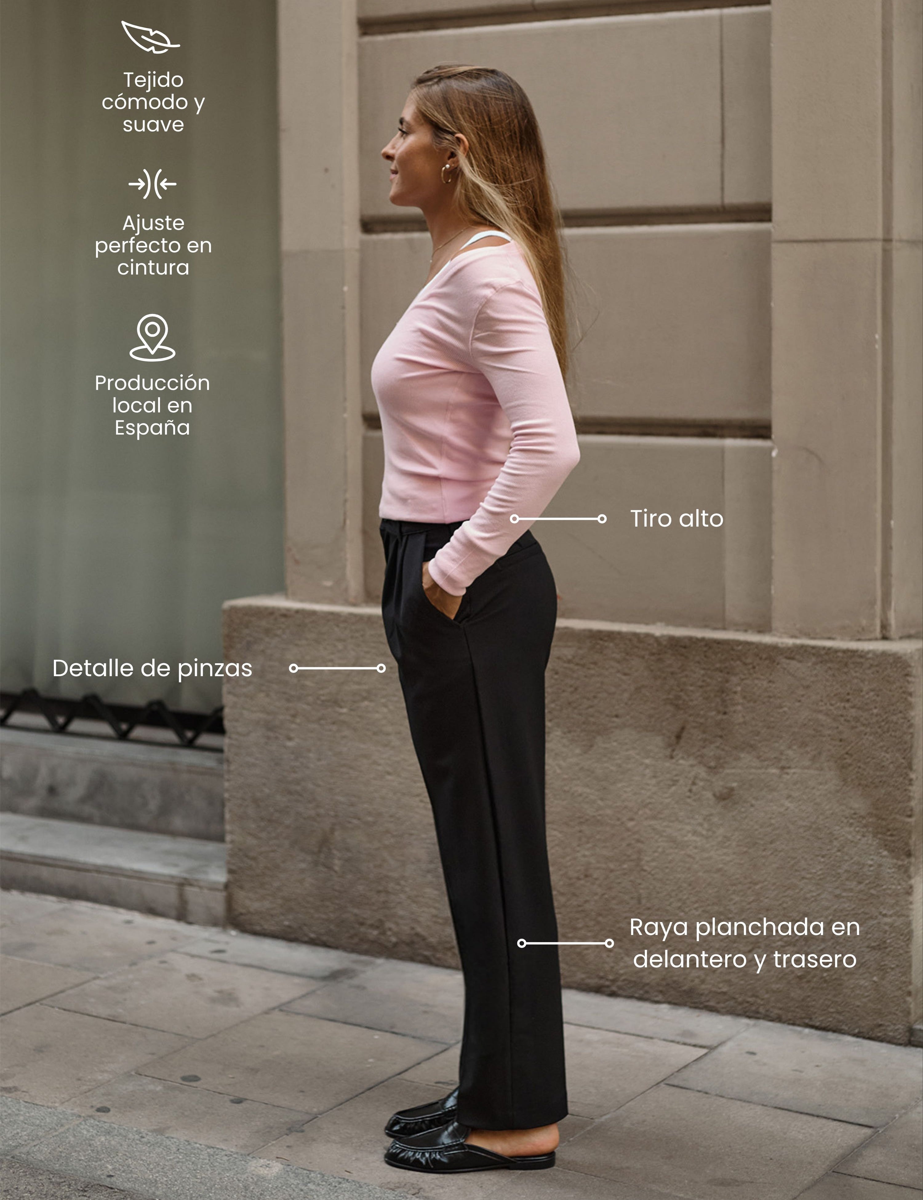 MOM TAILORED PLEATED TROUSERS - BLACK