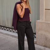 WIDE LEG TAILORED TROUSERS - BLACK