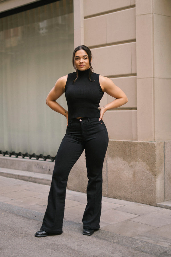 70'S FLARE HIGH RISE - BLACK