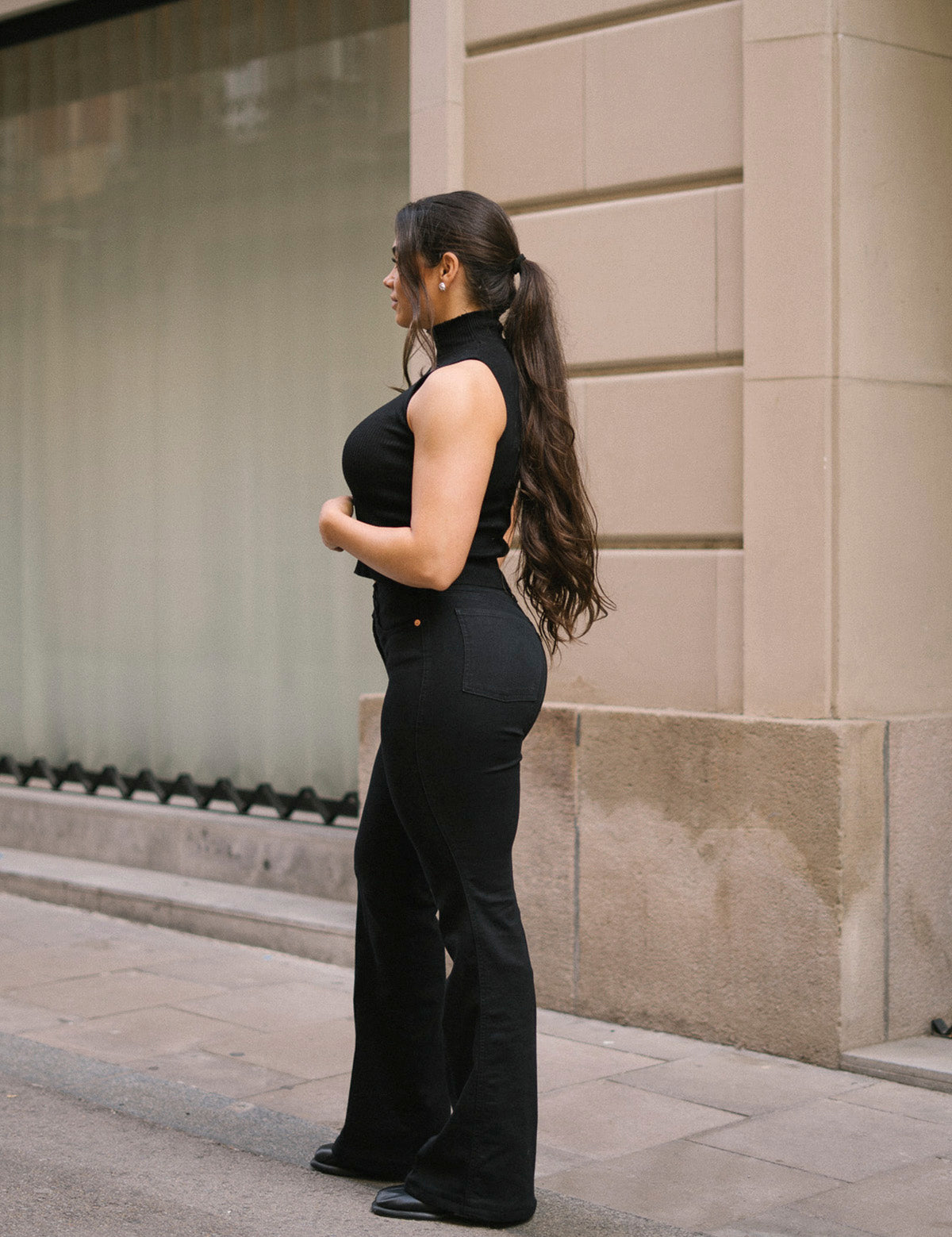 70'S FLARE HIGH RISE - BLACK