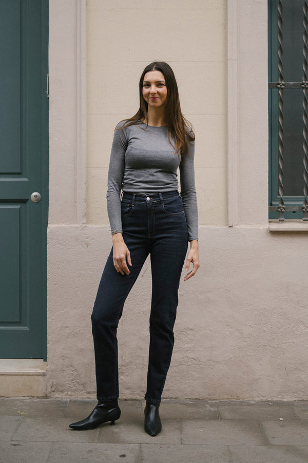MOM HIGH RISE FULL LENGTH - DARK BLUE