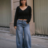 BAGGY BARREL MID RISE - BLUE