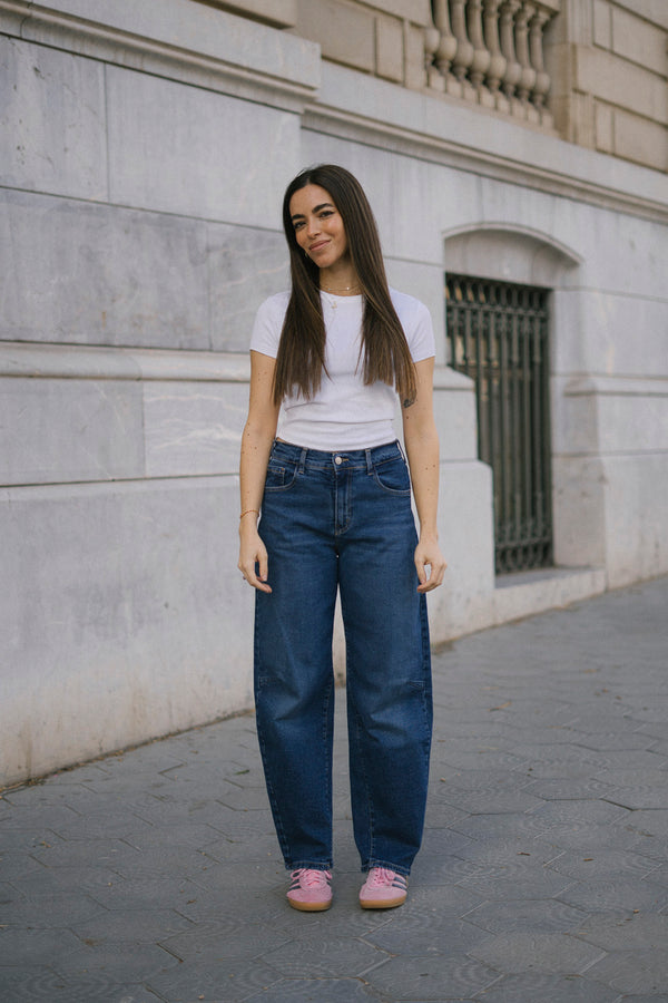 BARREL HIGH RISE FULL LENGTH - DARK BLUE
