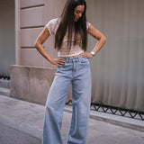 BAGGY SILVER STUDS - LIGHT BLUE