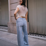 BAGGY SILVER STUDS - LIGHT BLUE