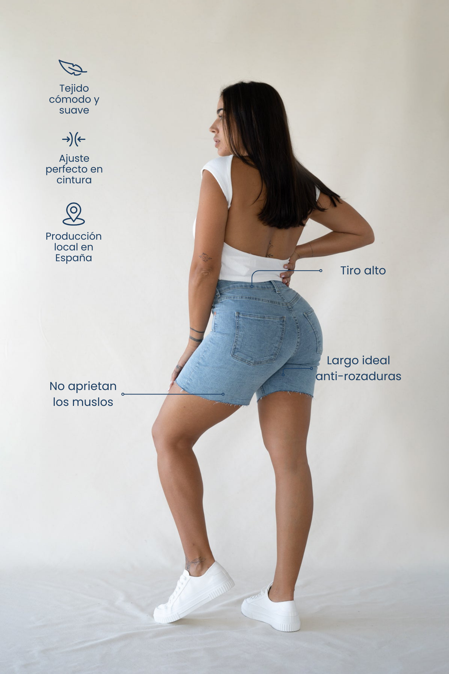 Cintura Tiro Corto Pantalon Tiro Alto Short De Jean Cortos Jean