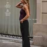 WIDE LEG TAILORED TROUSERS - BLACK