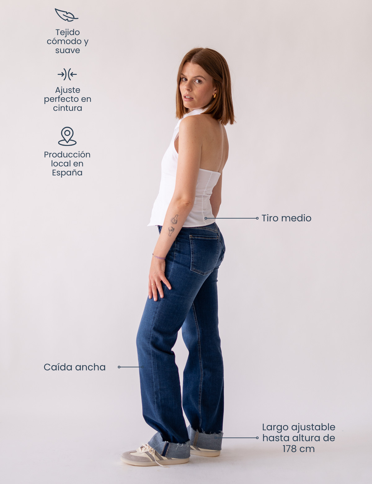 WIDELEG MID RISE - DARK BLUE