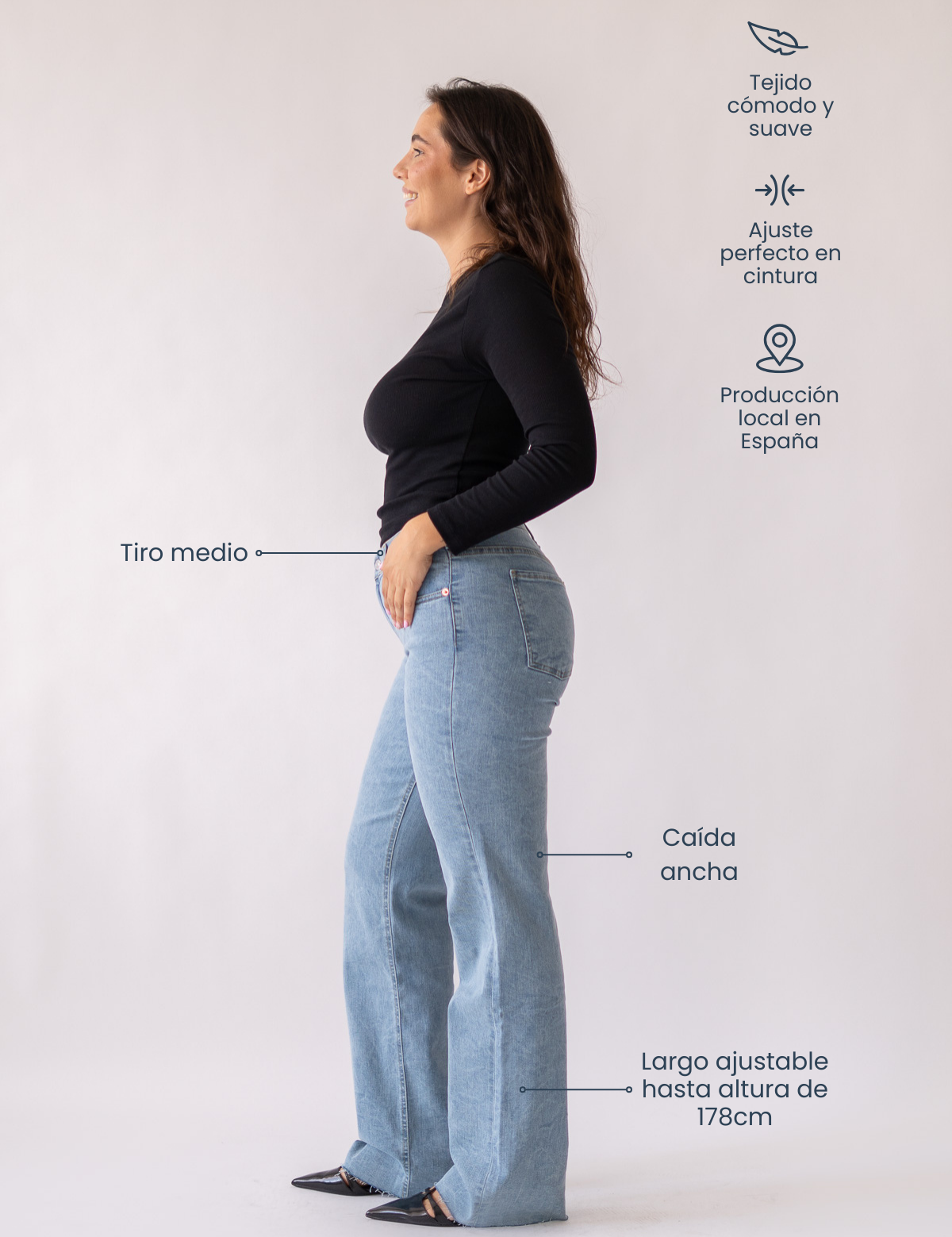 WIDELEG MID RISE - LIGHT BLUE