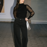 BAGGY SILVER STUDS - BLACK