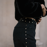 BAGGY GOLD STUDS - BLACK
