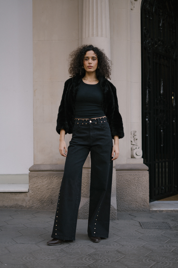 BAGGY TACHAS DORADAS - BLACK