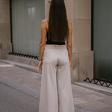 SUPER WIDE LEG MID RISE - STONE