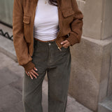 PANTALONS BARREL PANA - KHAKI